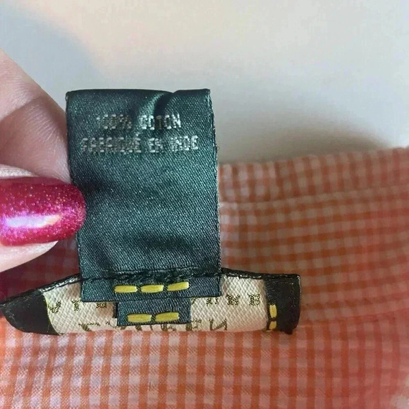 Ralph Lauren Coral Peach Gingham ButtonShort Sleeve Shirt Pants Set Size M /12 - Picture 6 of 16